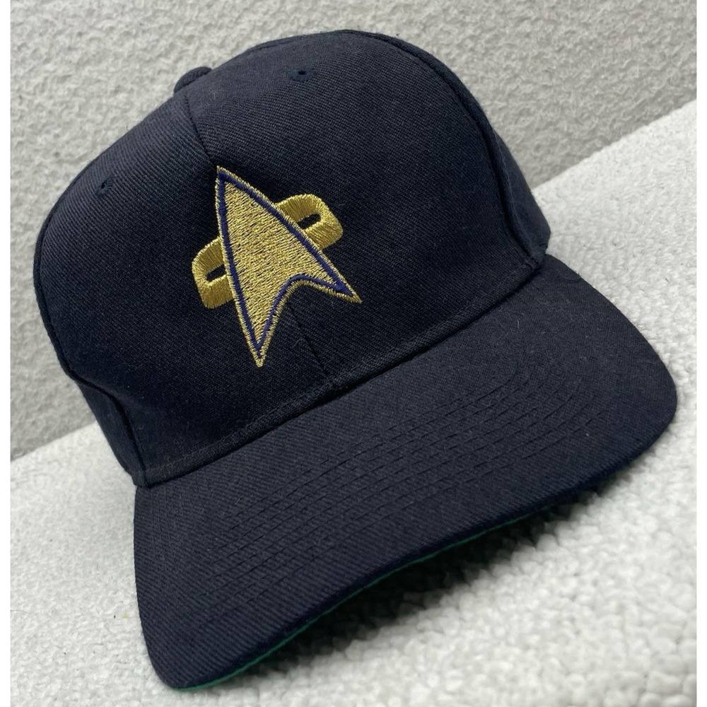 VTG Star Trek Voyager Hat Mens Snapback Wool‎ Blend Sci Fi TV Series Navy Blue